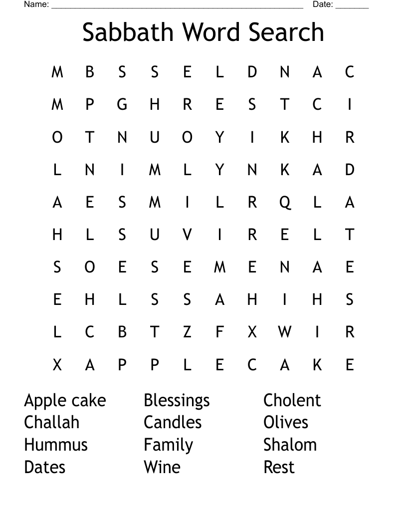 Sabbath Word Search