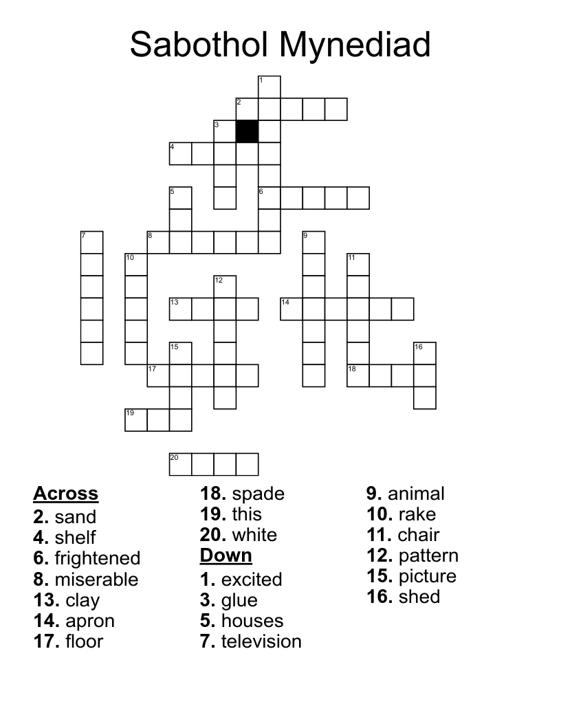 Sabothol Mynediad Crossword