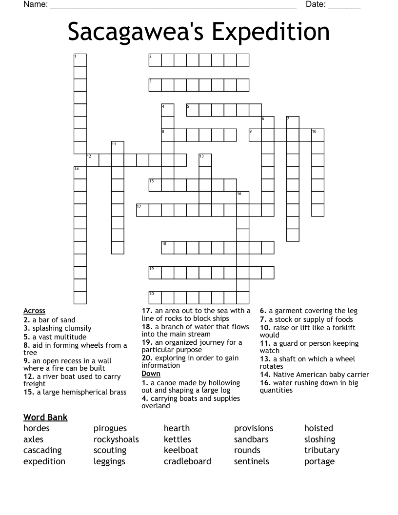 Sacagawea's Expedition Crossword
