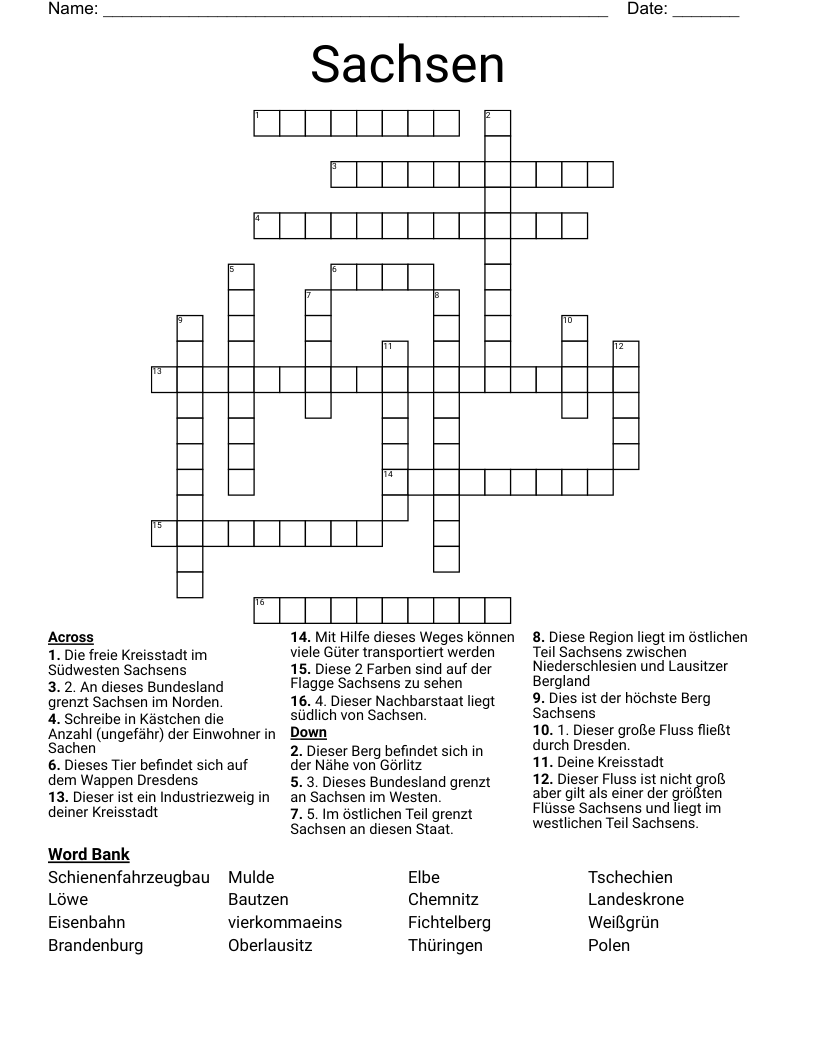 Sachsen Crossword