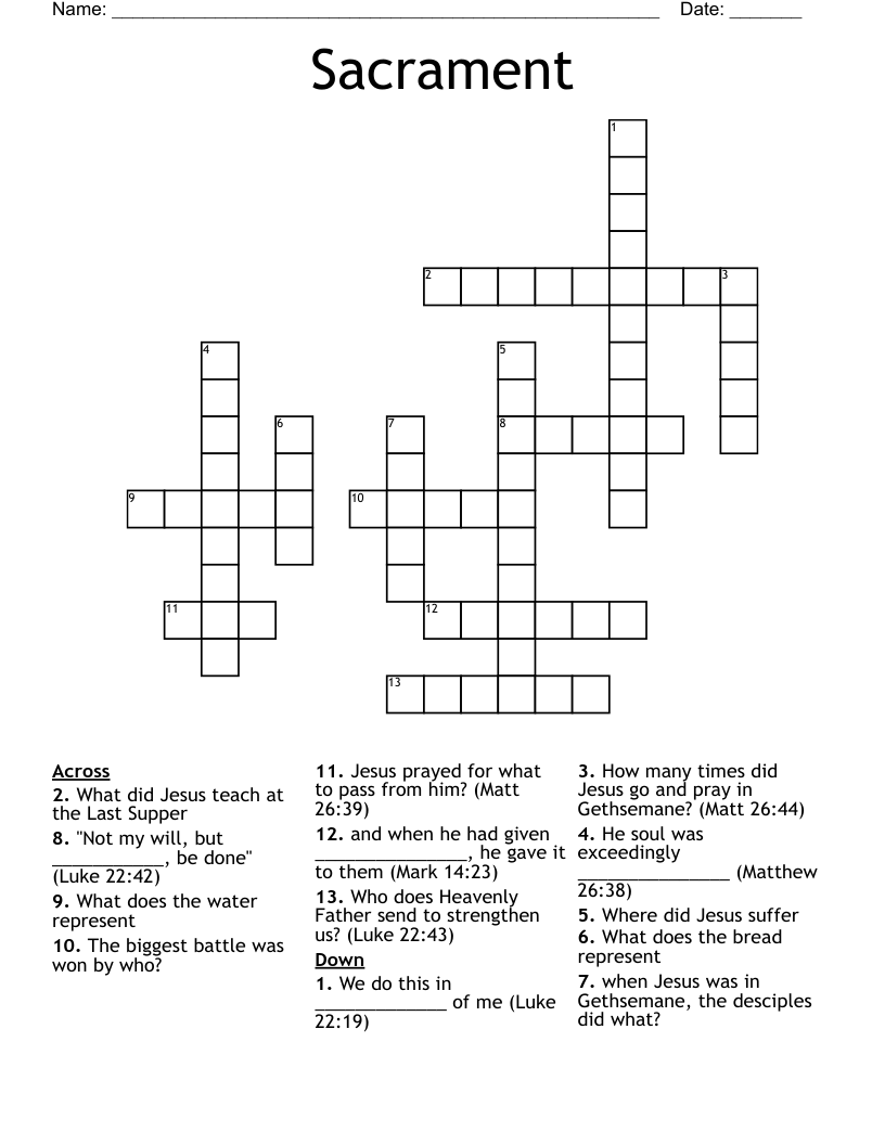 Sacrament Crossword