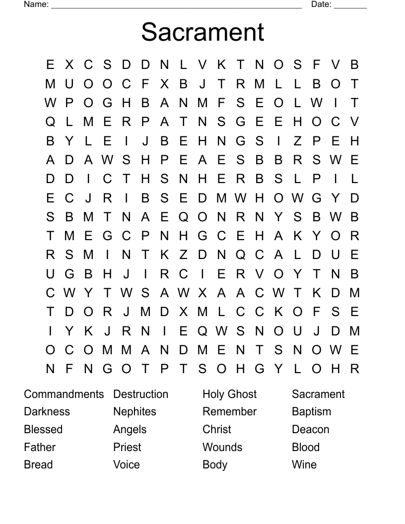 Sacrament Word Search
