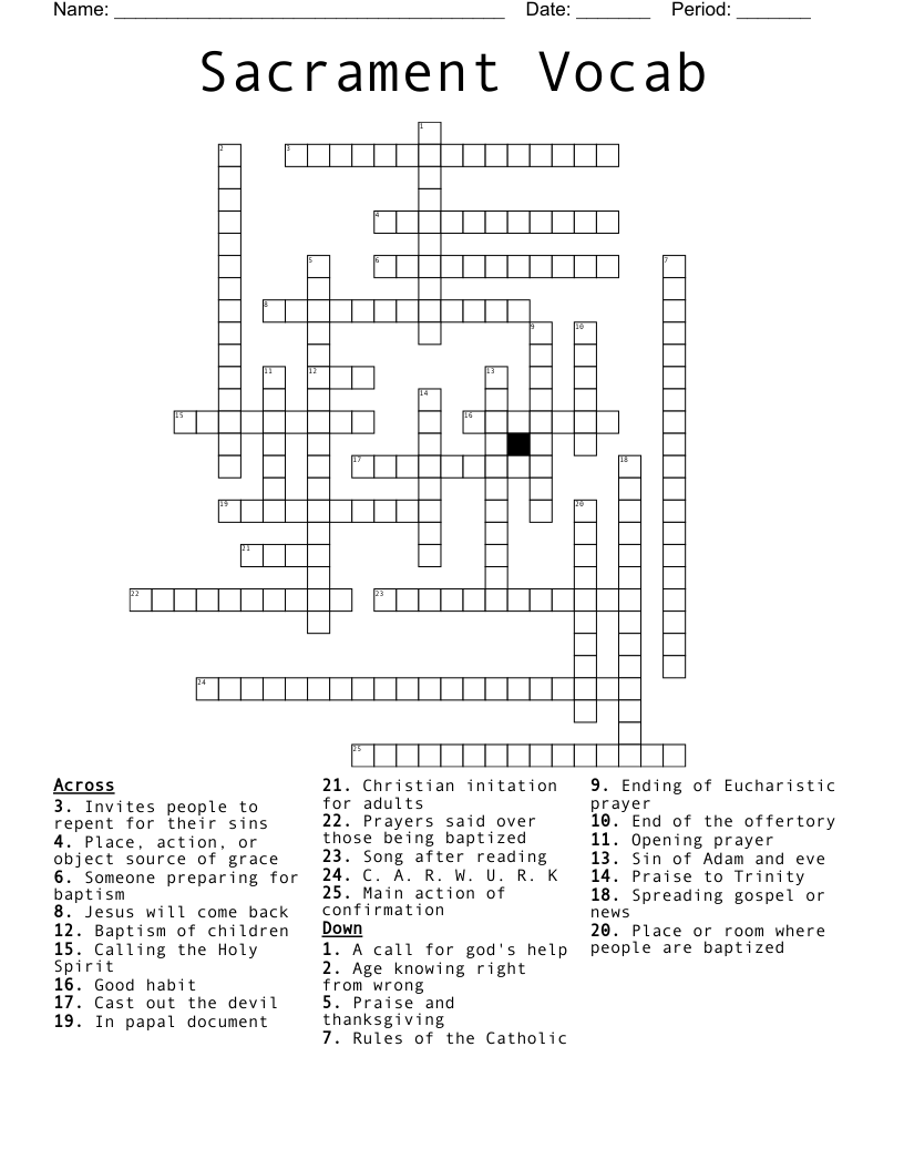 Sacrament Vocab  Crossword