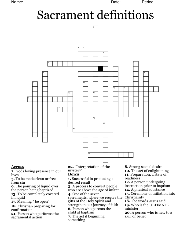 Sacrament definitions Crossword