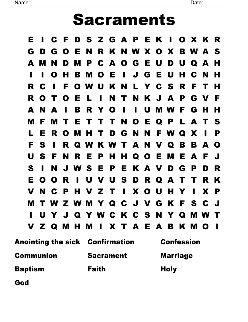 Sacraments Word Search