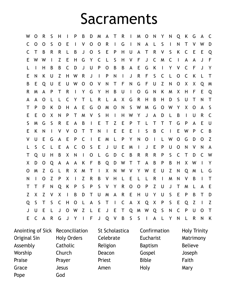 Sacraments Word Search