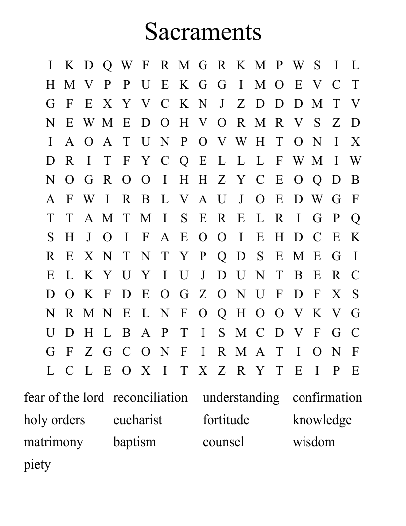 Sacraments Word Search