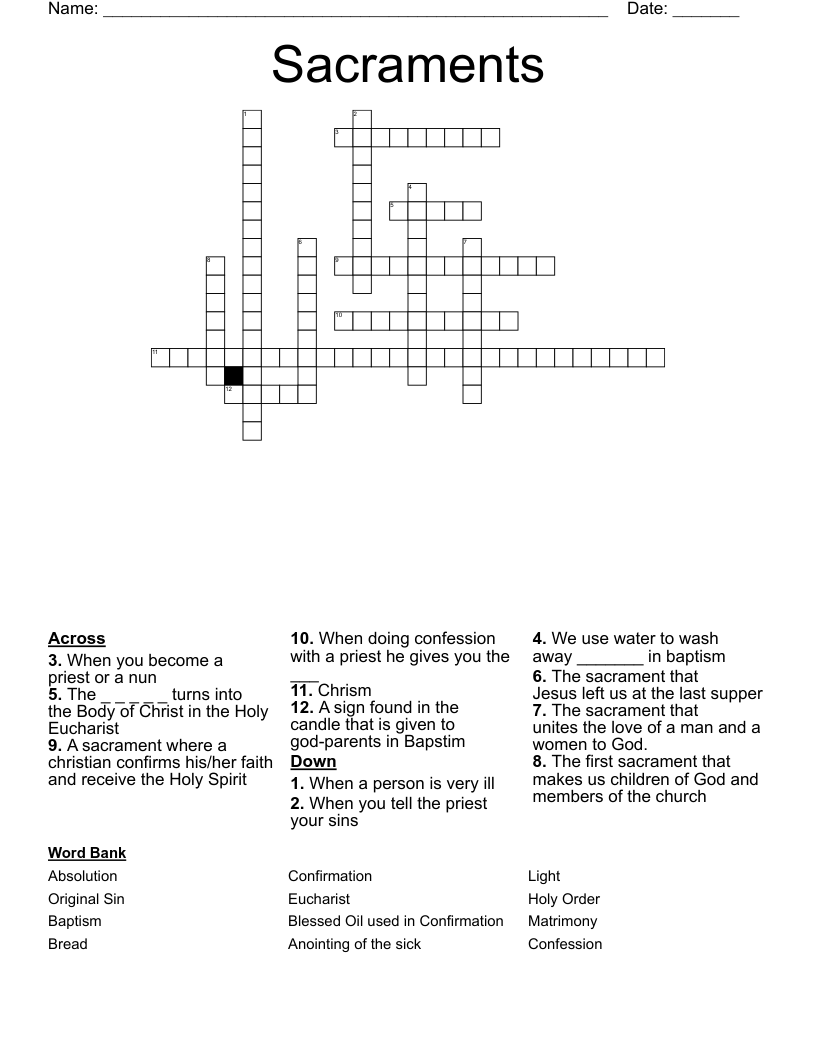 Sacraments Crossword
