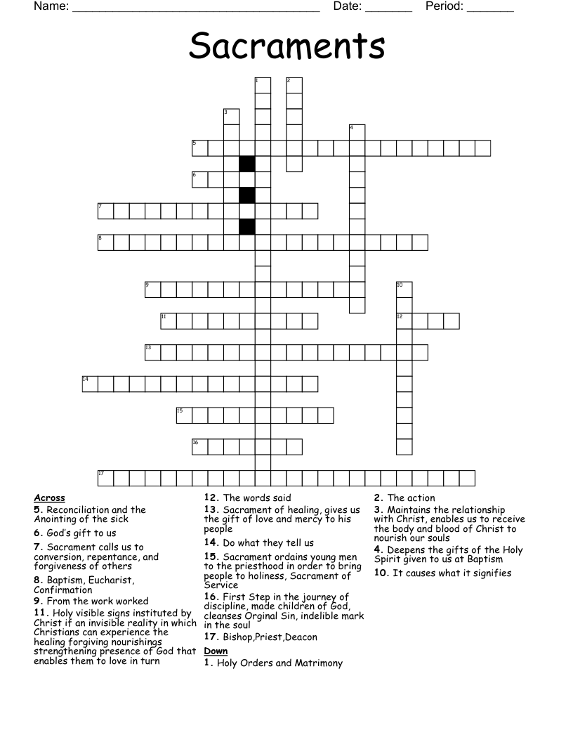 Sacraments  Crossword