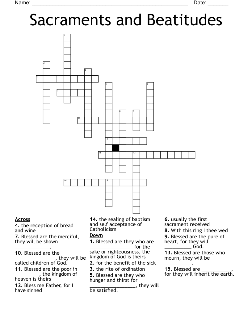 Sacraments and Beatitudes Crossword