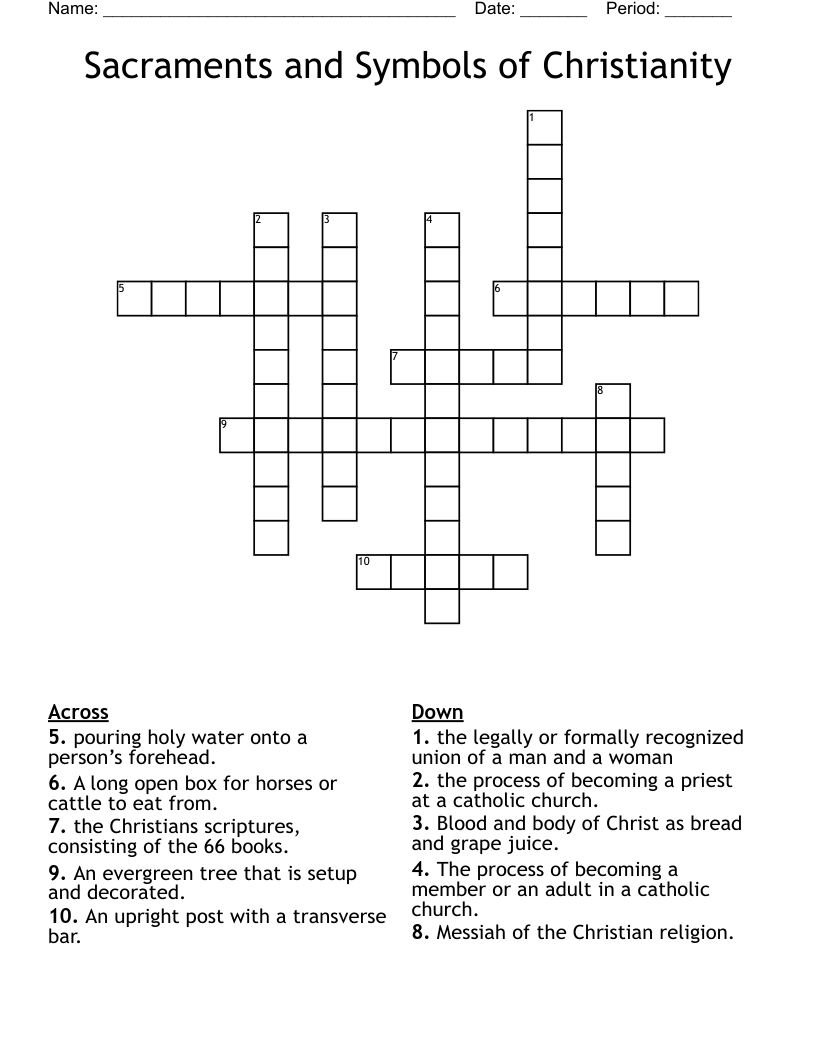 Sacraments and Symbols of Christianity Crossword