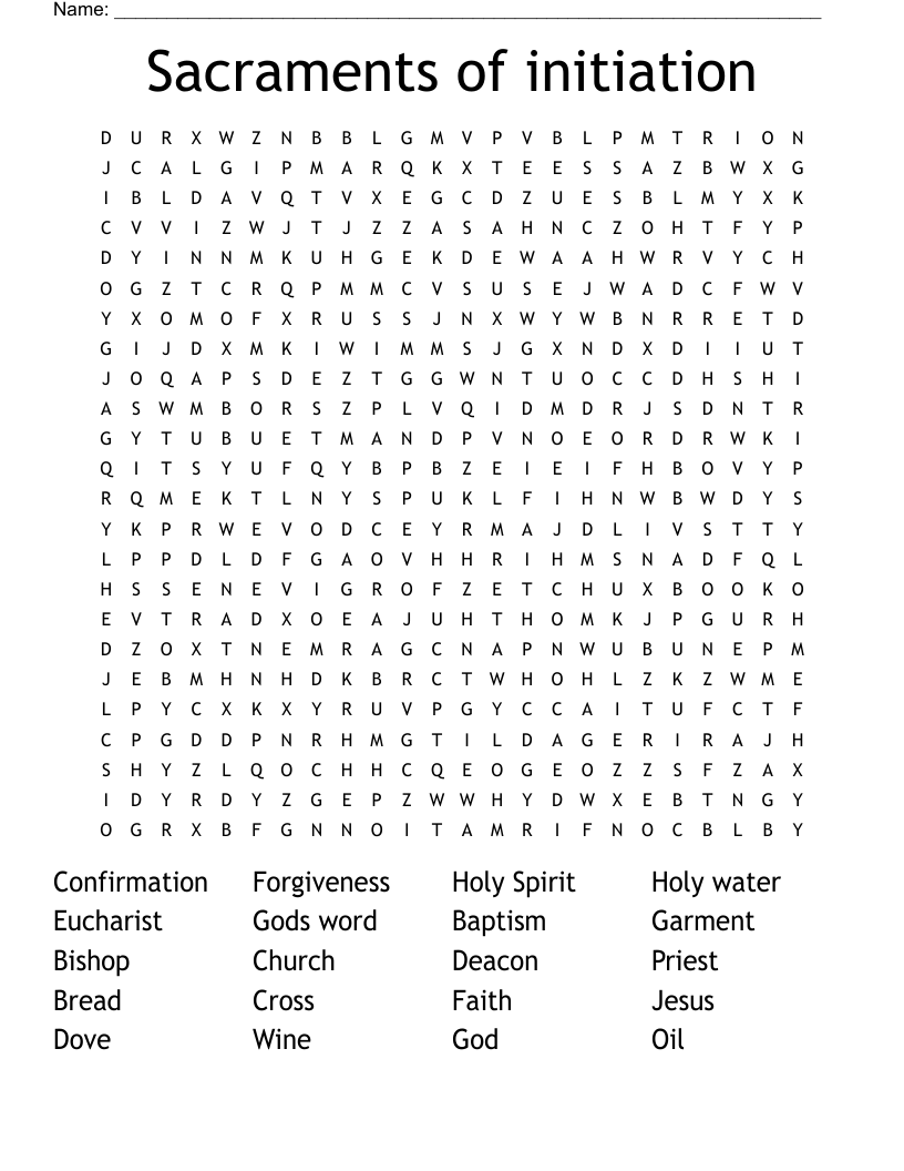 Sacraments of initiation Word Search