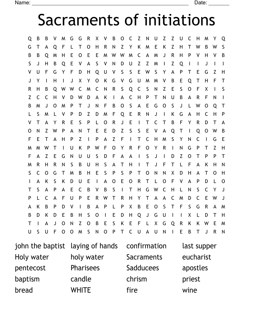 Sacraments of initiations Word Search