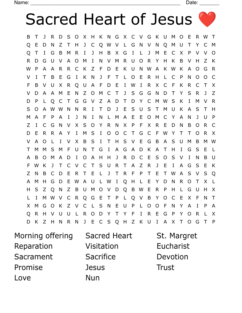 Sacred Heart of Jesus ❤️ Word Search