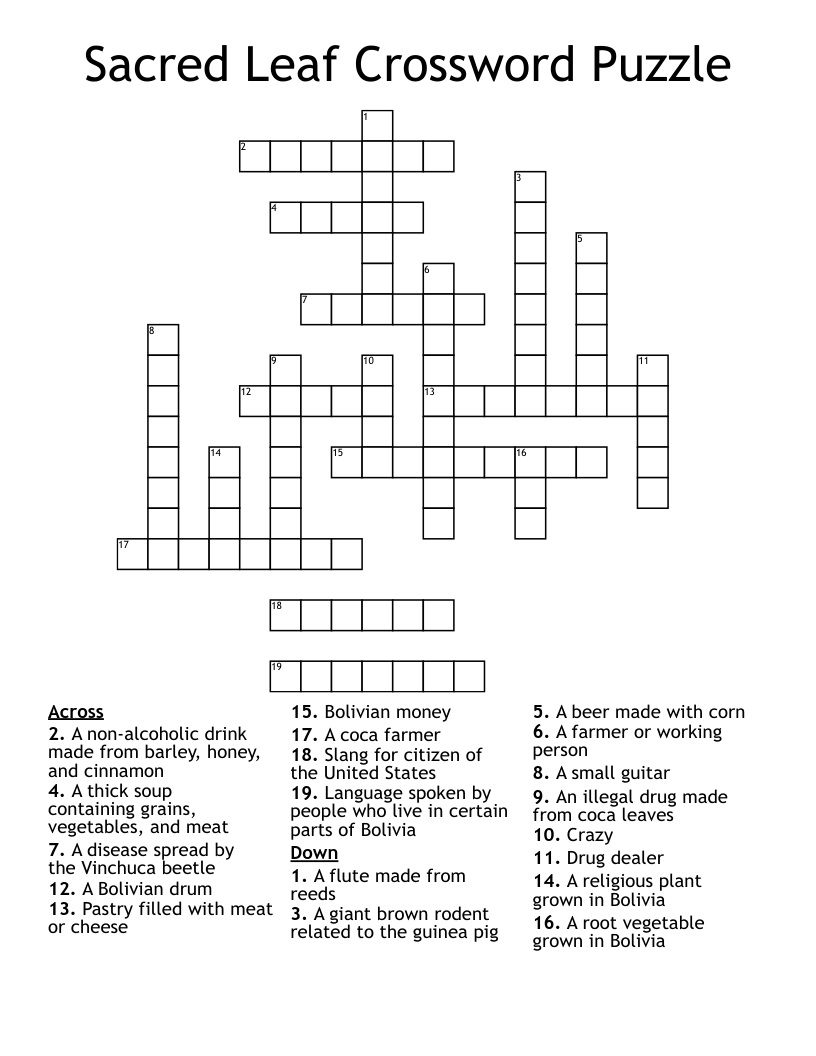 Sacred Leaf Crossword Puzzle