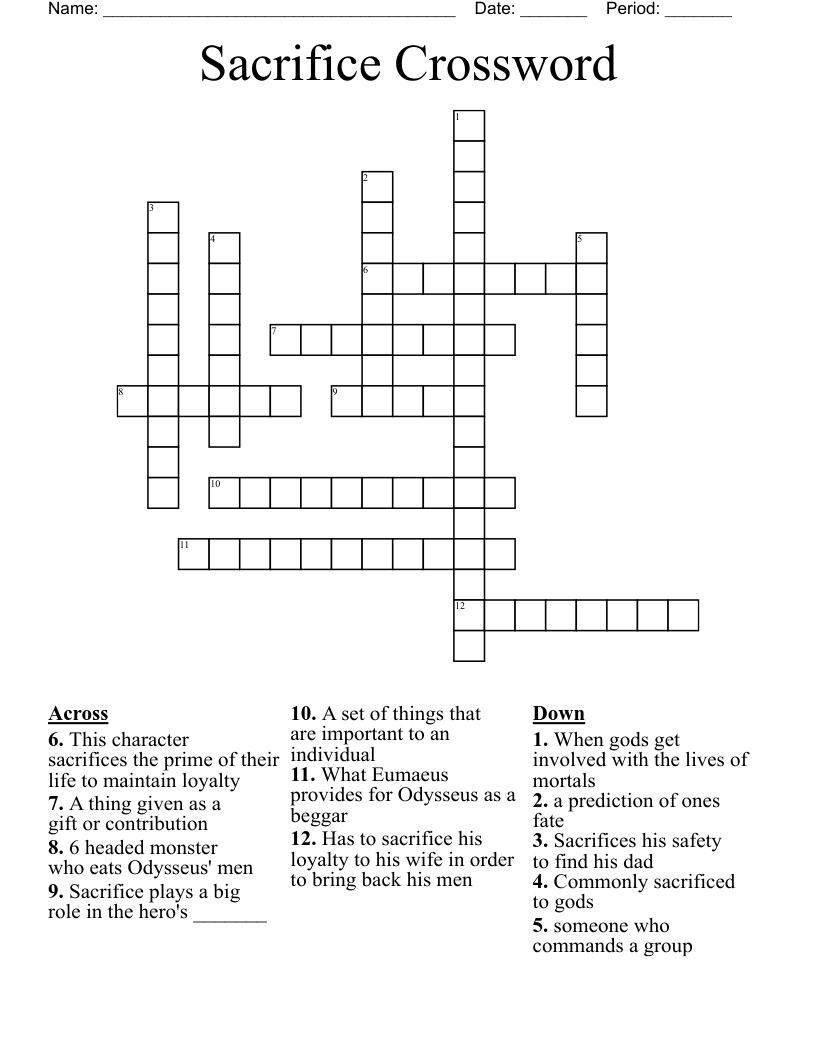 Sacrifice Crossword