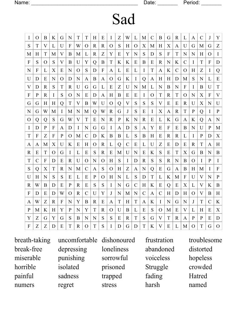 Sad Word Search