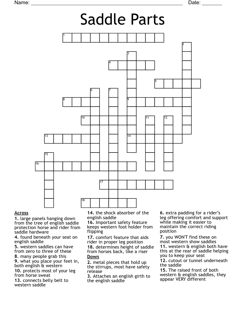 Saddle Parts Crossword
