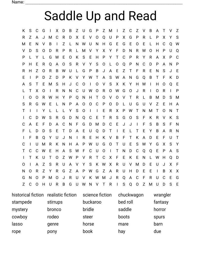 Saddle Up and Read Word Search