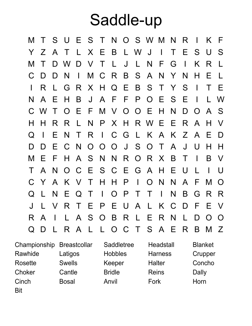 Saddle-up Word Search