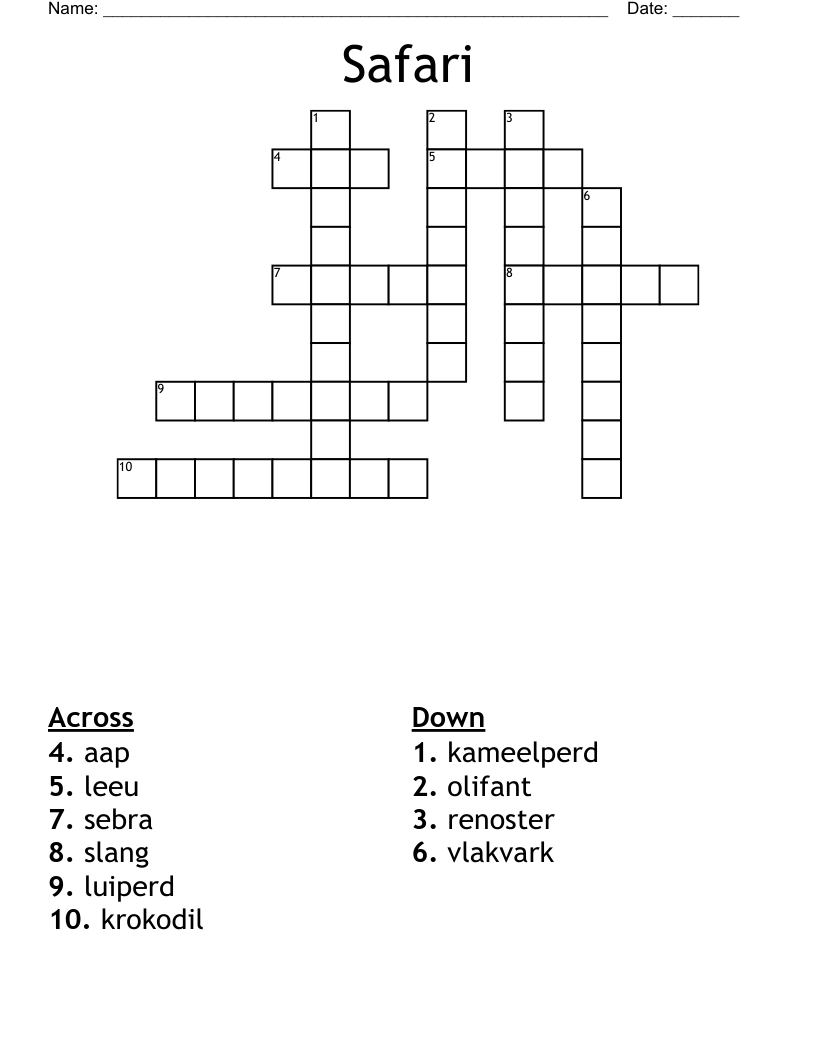 Safari Crossword