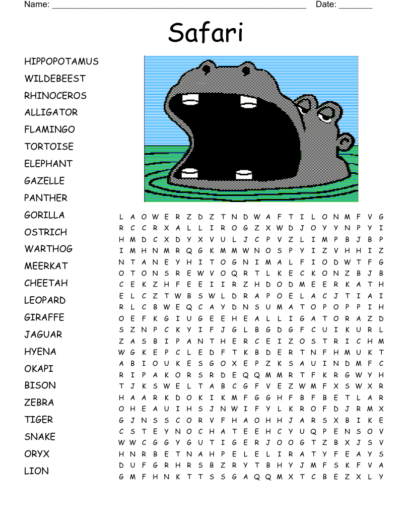 Safari Word Search