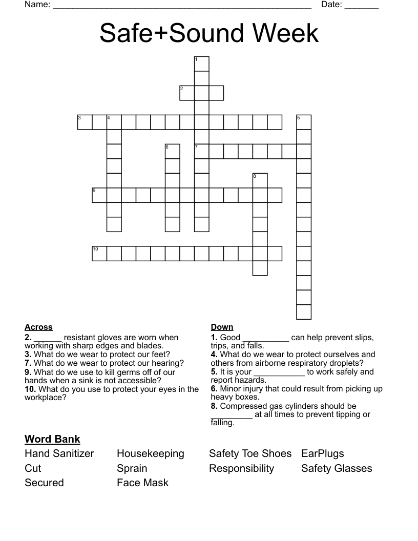 Safe+Sound Week Crossword