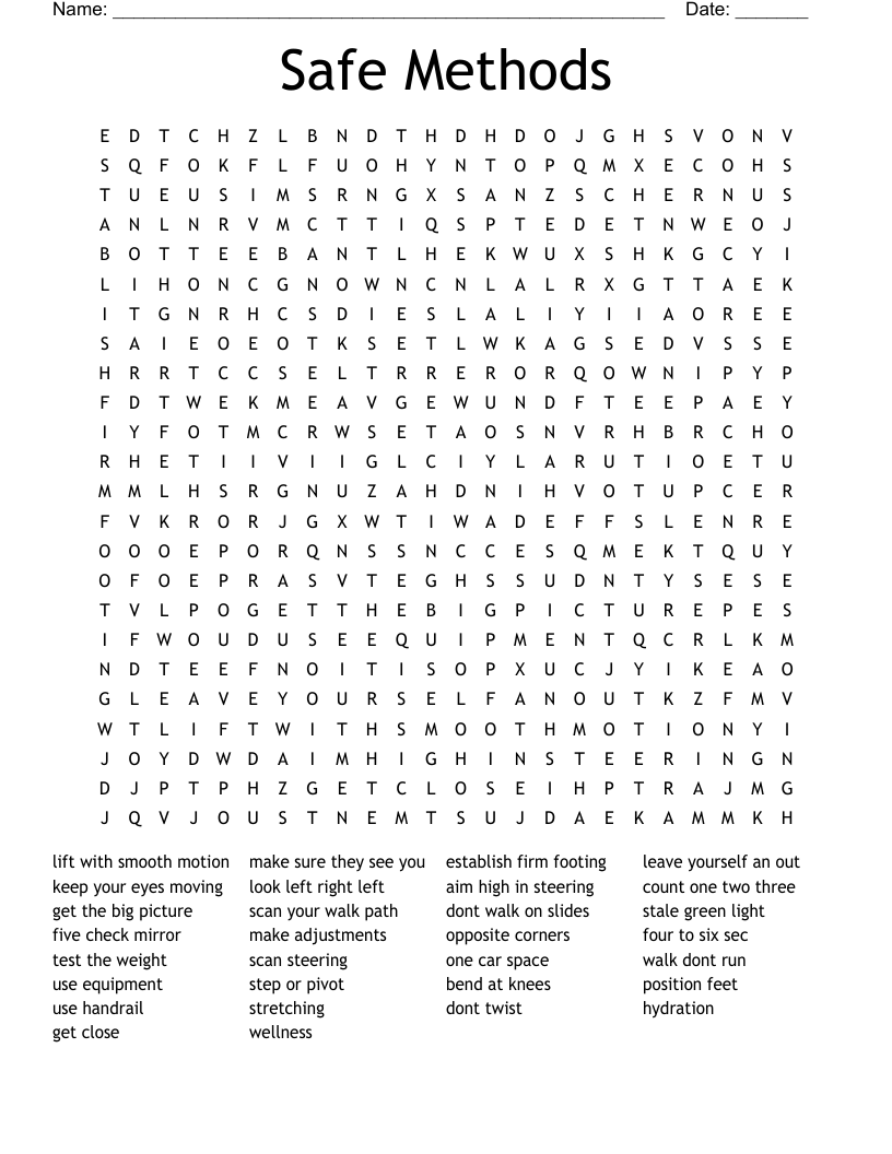 Safe Methods Word Search
