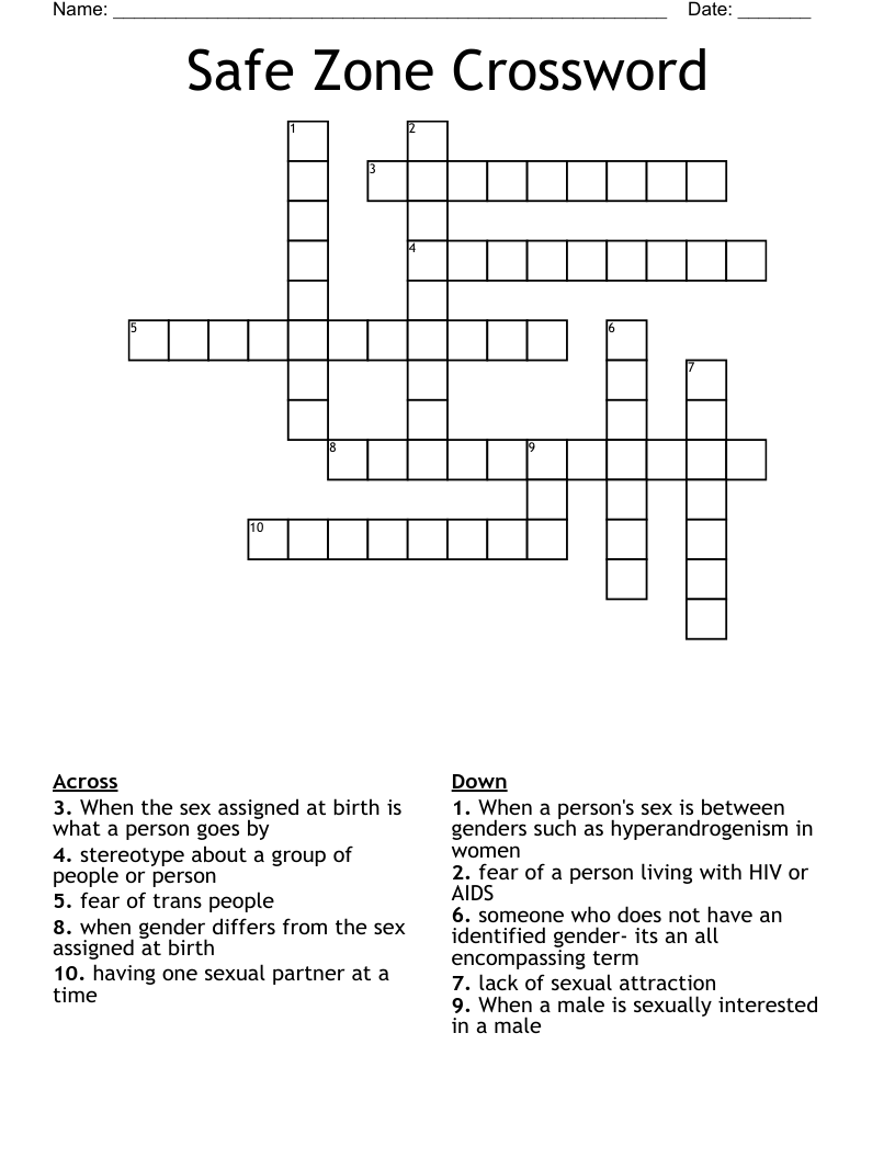 Safe Zone Crossword