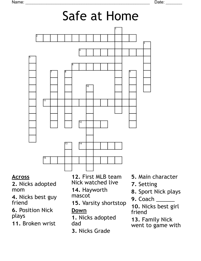 Safe at Home Crossword