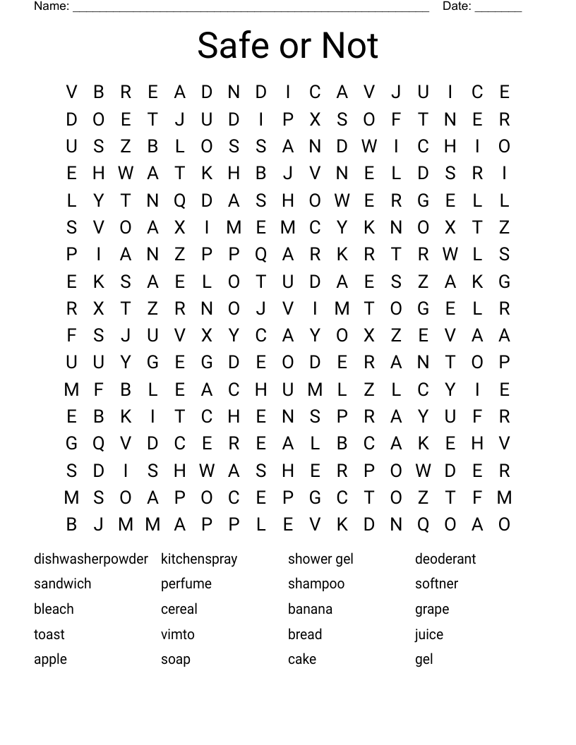 Safe or Not Word Search