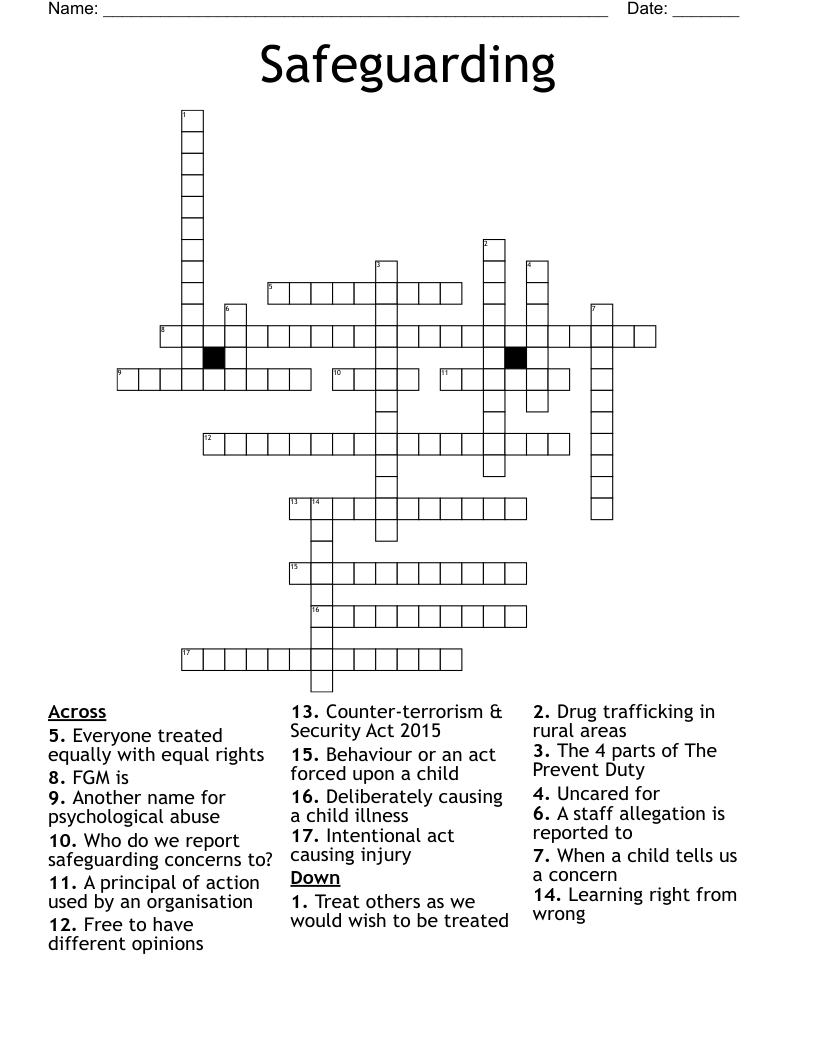Safeguarding Crossword