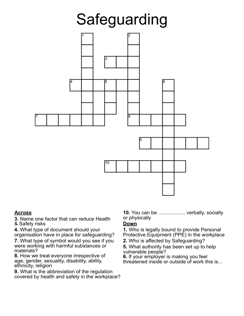 Safeguarding Crossword