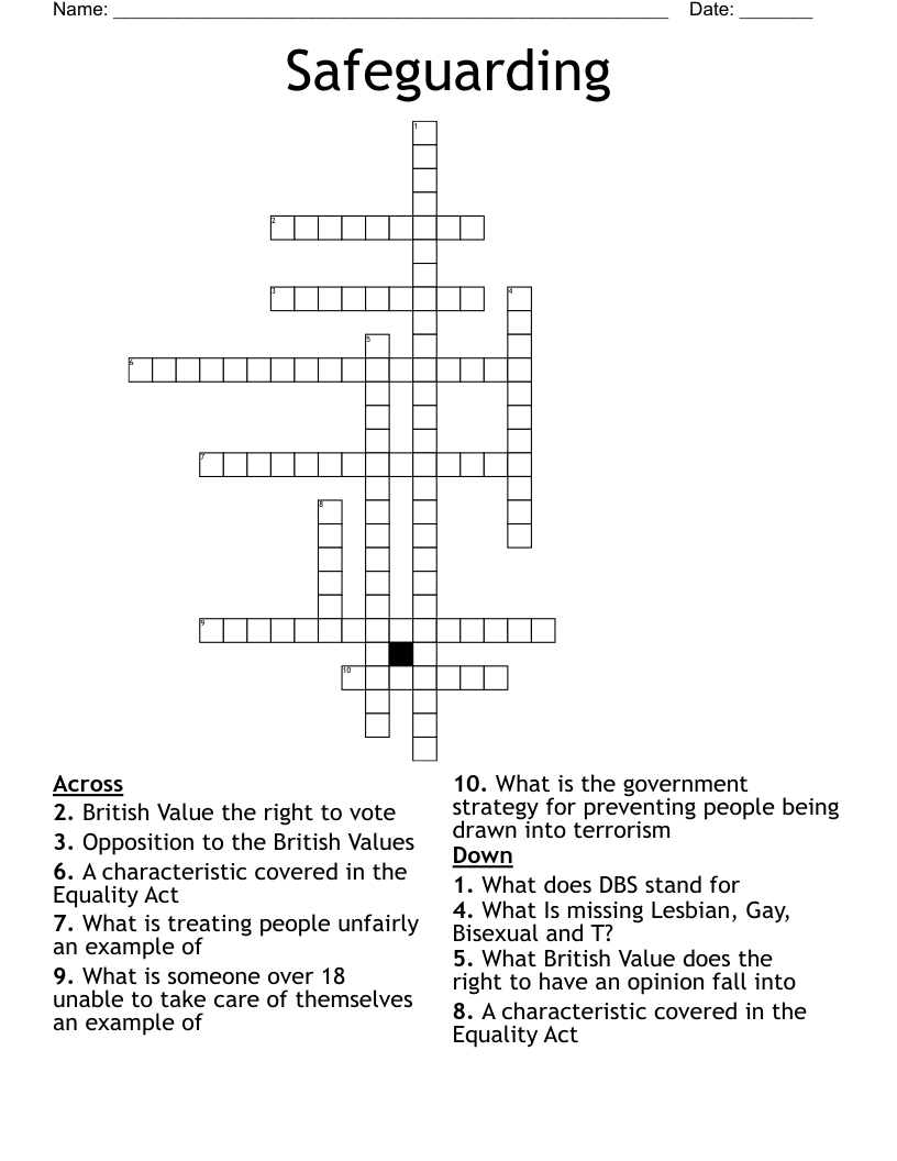 Safeguarding Crossword
