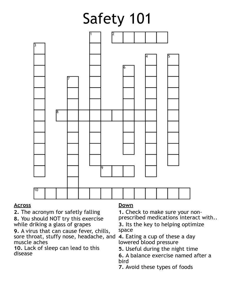 Safety 101  Crossword