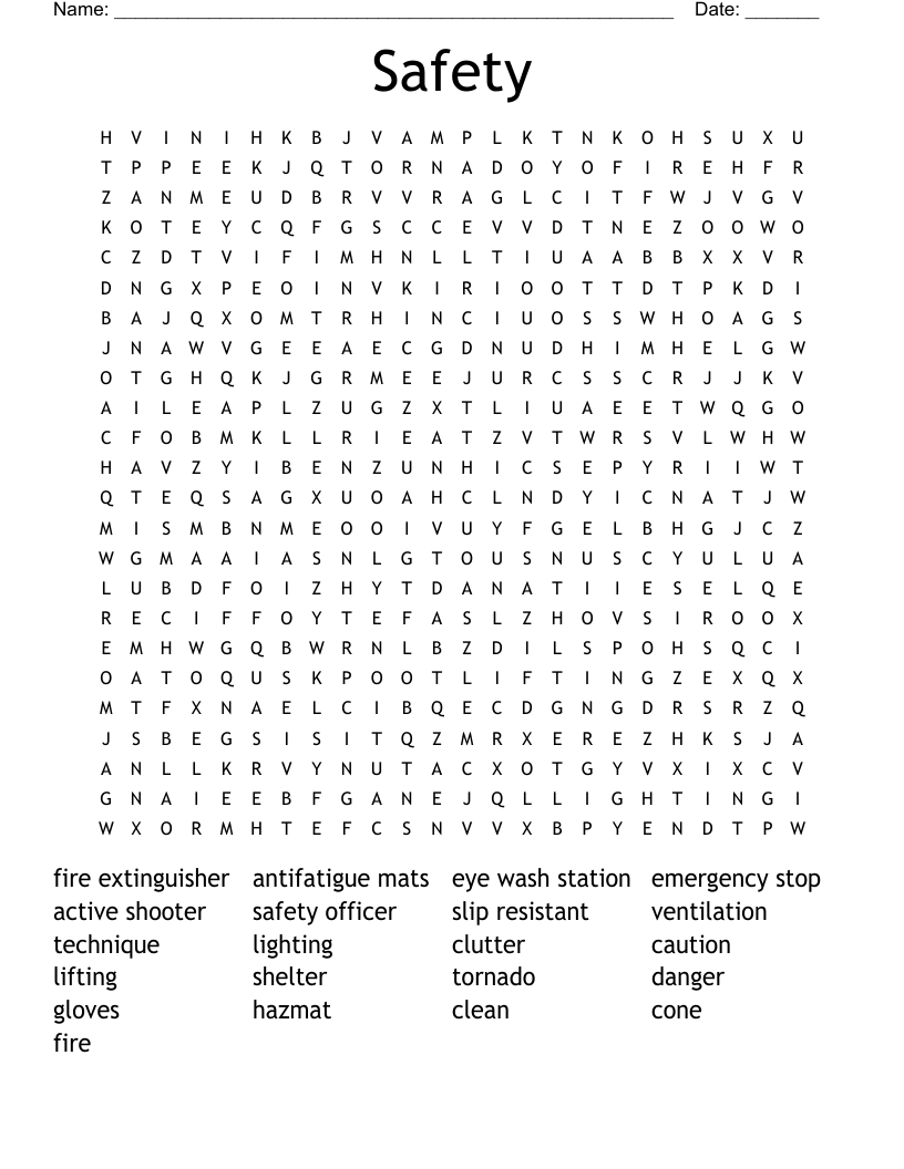 Safety Word Search