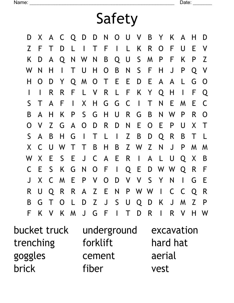 Safety Word Search