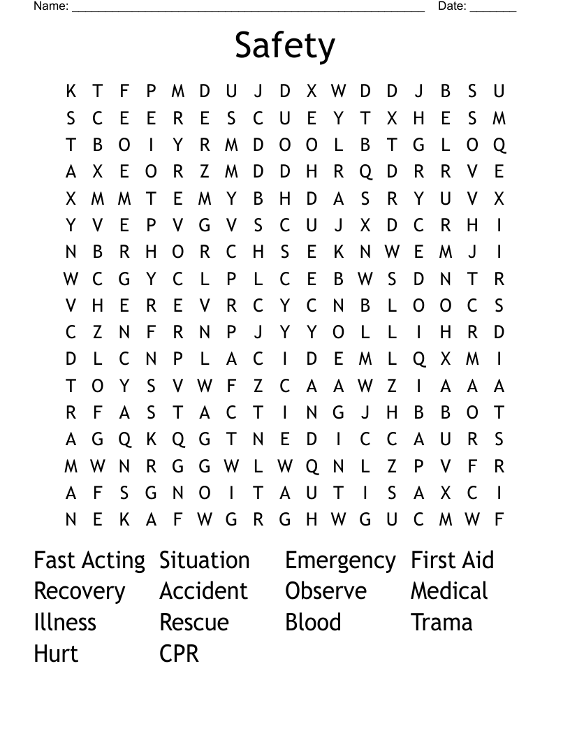 Safety Word Search