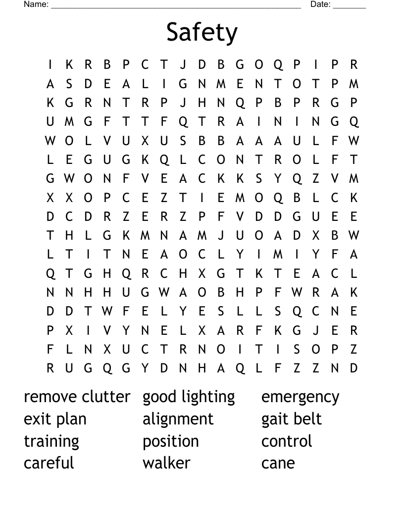 Safety Word Search