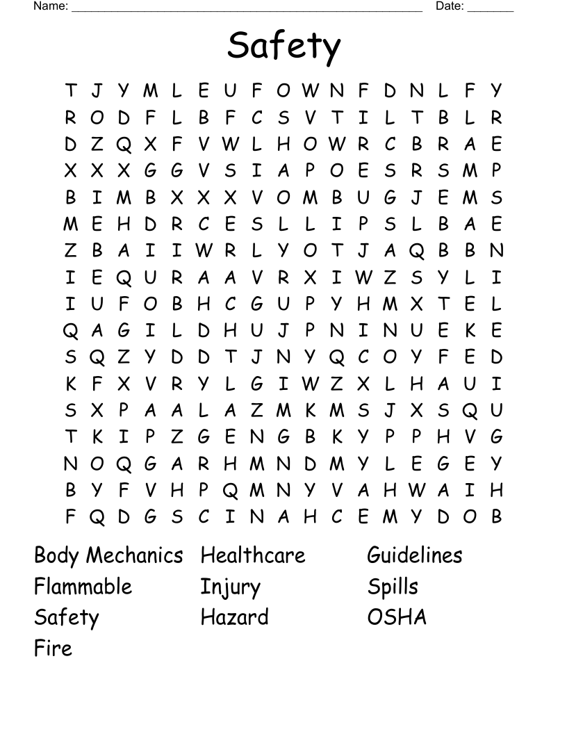 Safety Word Search