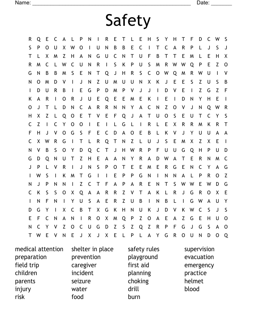 Safety Word Search