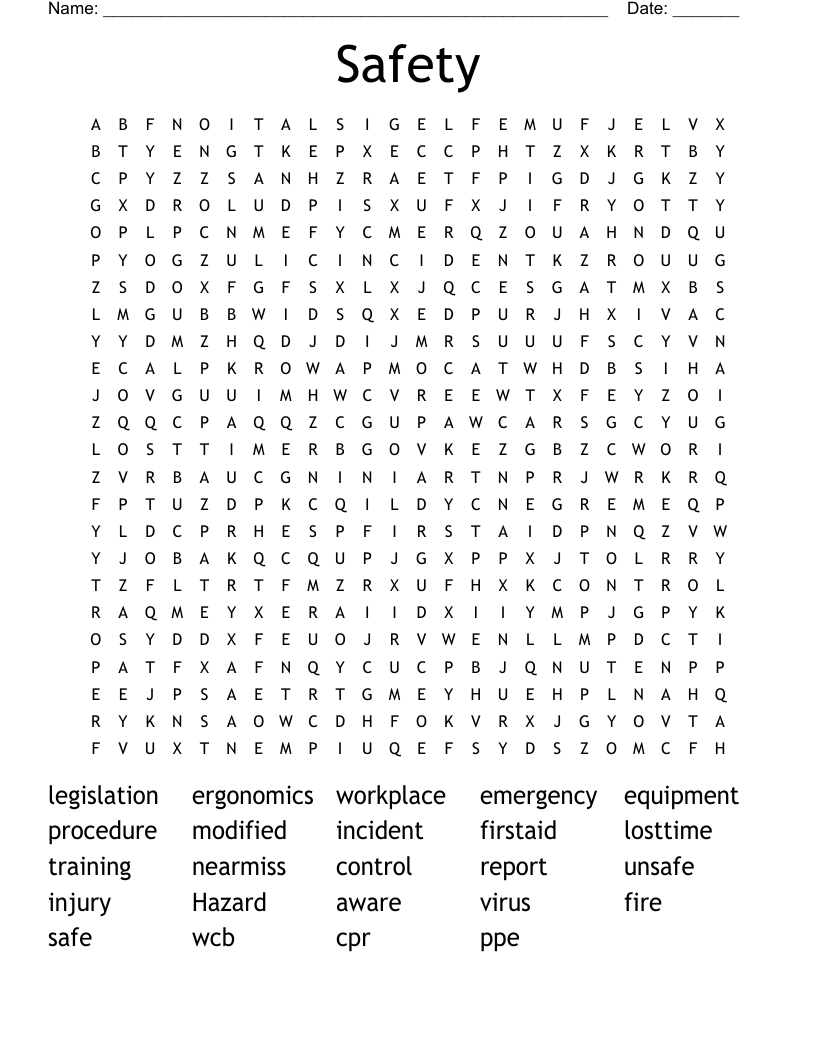 Safety Word Search