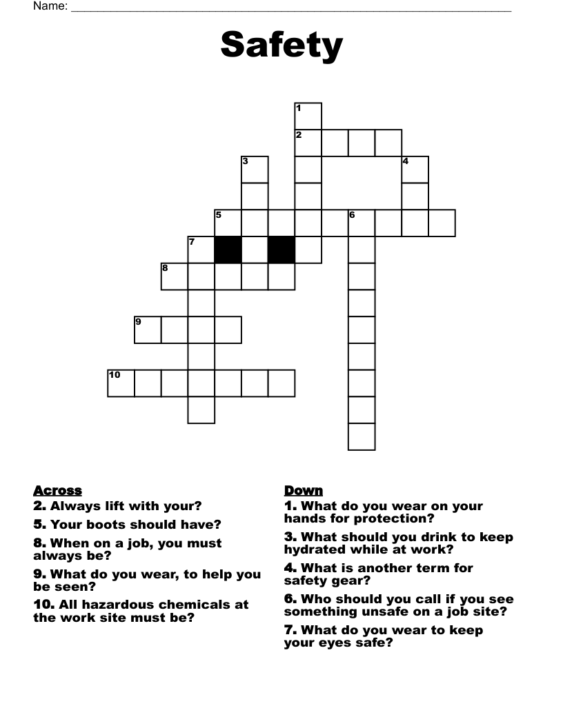 Safety Crossword