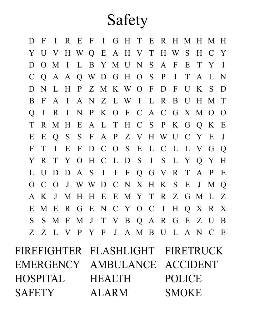 Safety Word Search