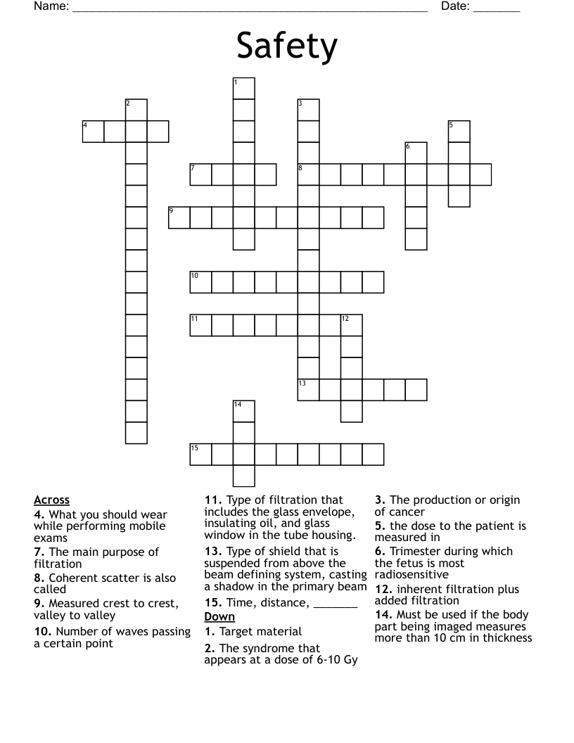 Safety Crossword