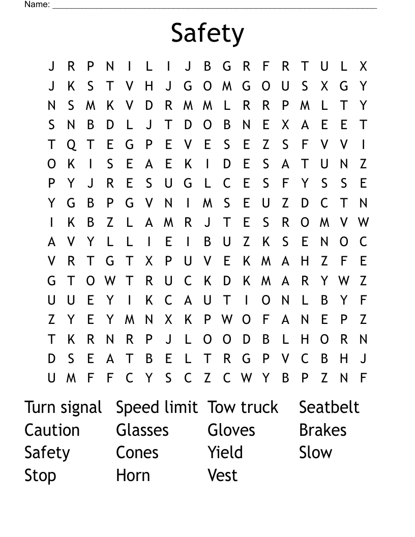 Safety Word Search