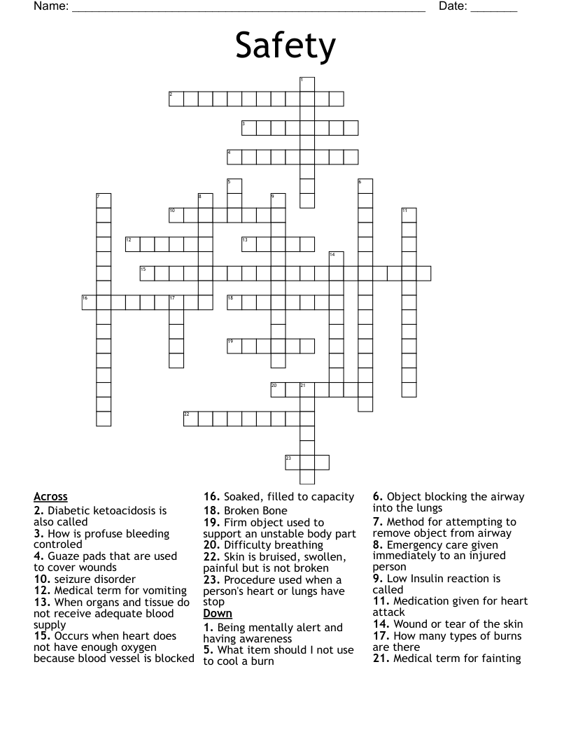 Safety Crossword