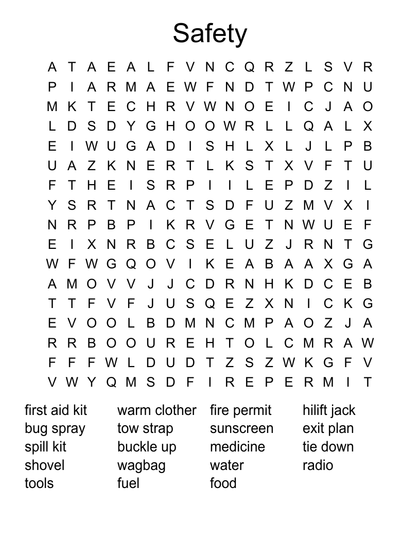 Safety Word Search