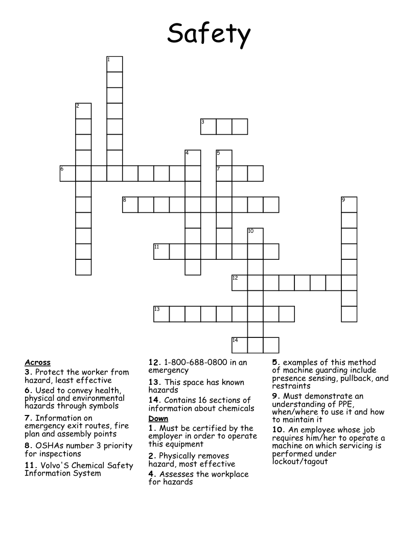 Safety Crossword