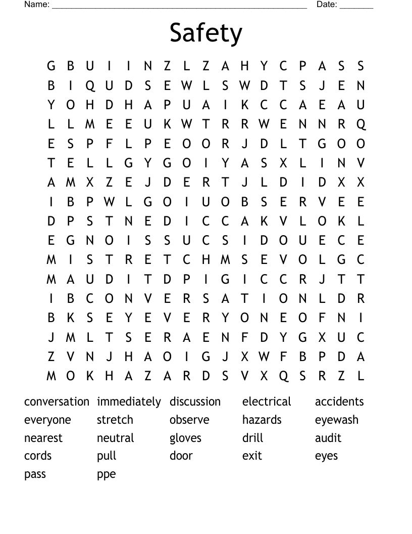 Safety Word Search